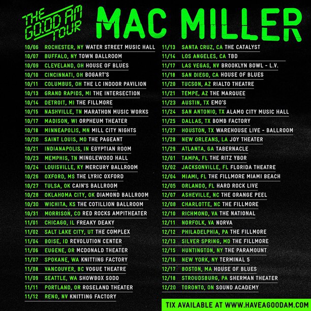 Mac Miller ‘GOOD AM’ Tour Dates Rap Radar