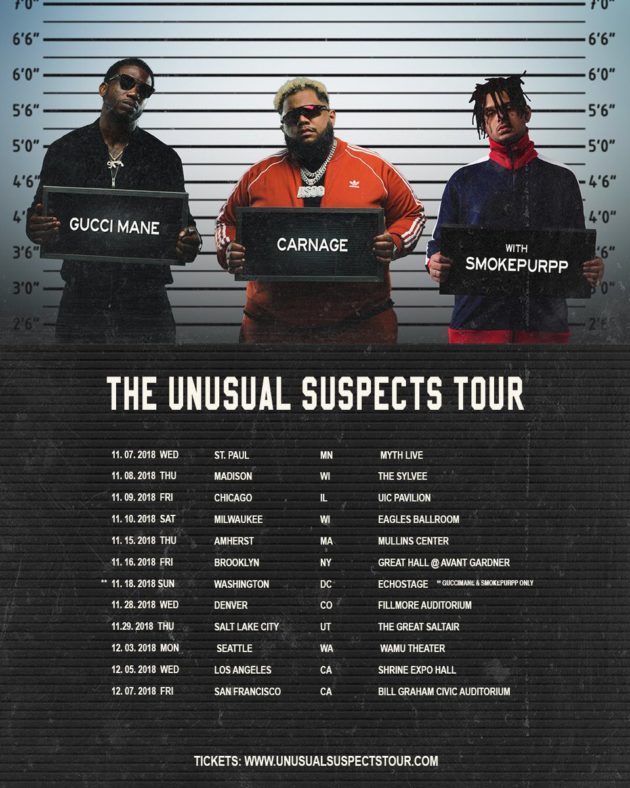 usual-sus-630x788 Gucci Mane, Carnage, & Smokepurpp 'The Unusual Suspects' Tour Dates Are Here  